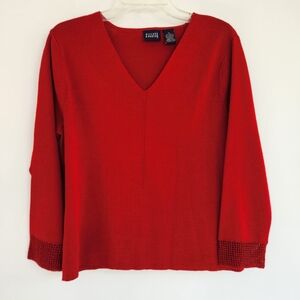 Hillard & Hanson Red V-Neck Sweater